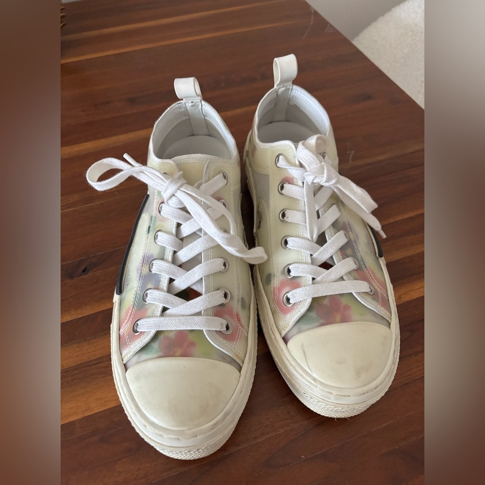 Dior B23 Low-Top Sneakers, featuring a translucent upper with floral print